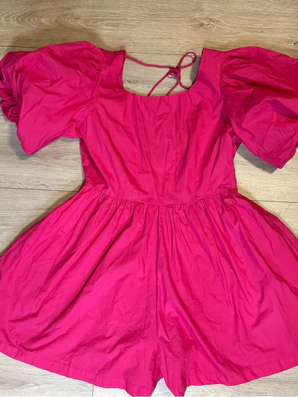 Anthropologie Mare Mare Hot Pink Romper with Puffy Sleeves. - Picture 2 of 6